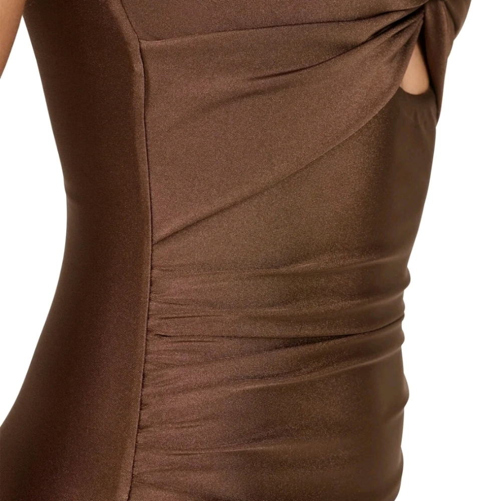 DKNY One Piece Womens Small Brown Twisted Knot Ruched‎ Swimsuit Beachwear - Picture 3 of 10